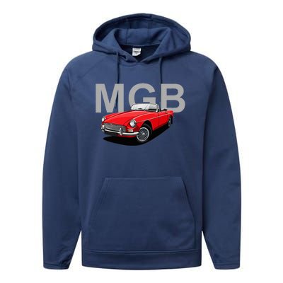 Classic British Mgb Sports Car Performance Fleece Hoodie