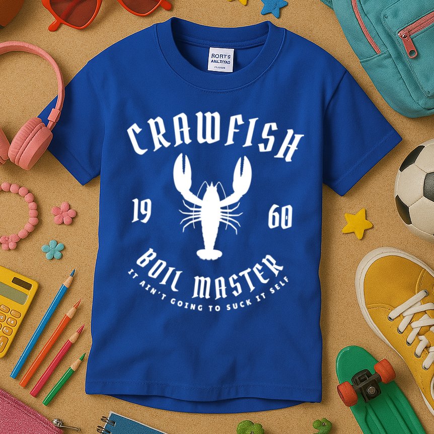 Crawfish Boil Master Cajun Seafood Festival Retro Cooking Gift Kids T-Shirt