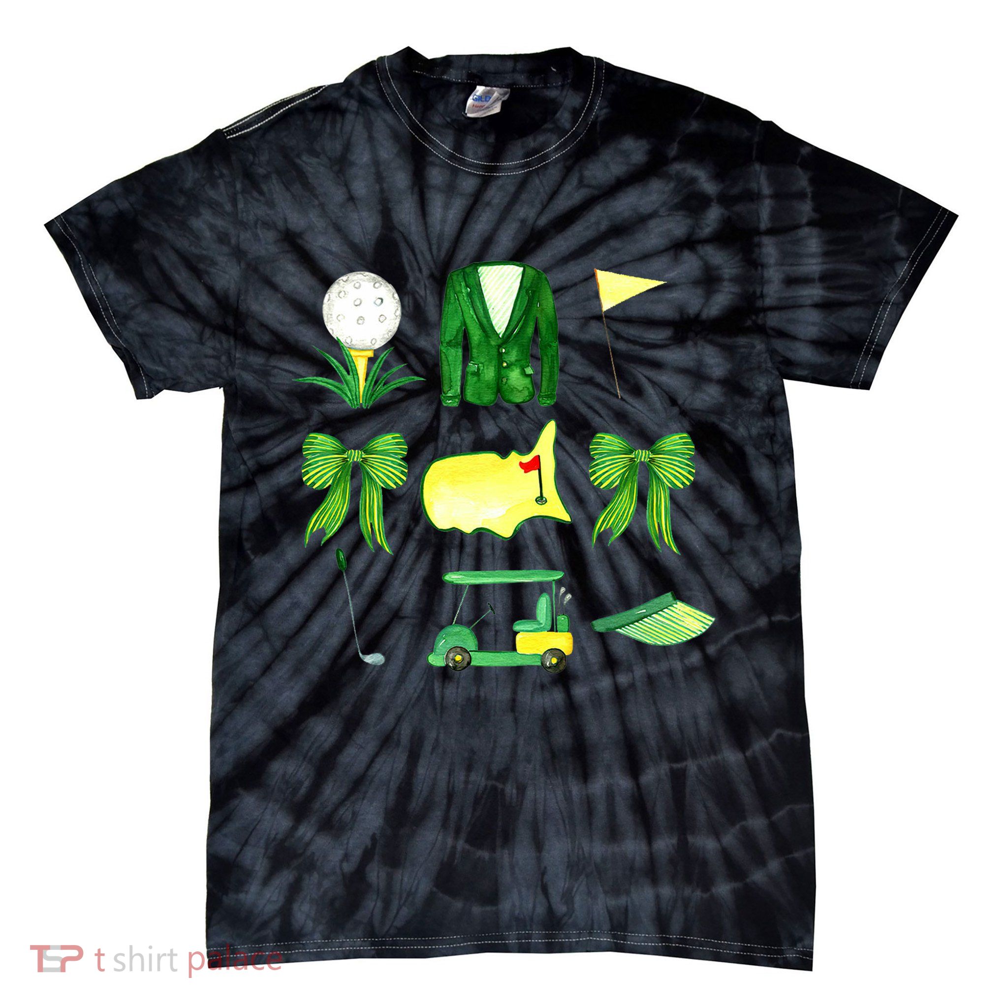 Coquette Bow Masters Golf Tournament Golfing Tie-Dye T-Shirt