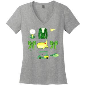 Coquette Bow Masters Golf Tournament Golfing Women's V-Neck T-Shirt