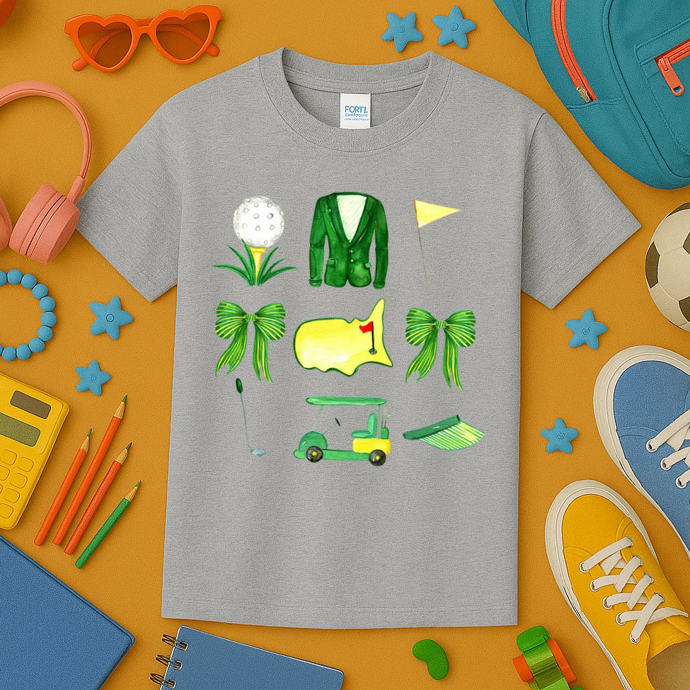 Coquette Bow Masters Golf Tournament Golfing Kids T-Shirt