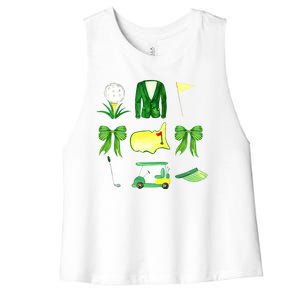 Coquette Bow Masters Golf Tournament Golfing Women's Racerback Cropped Tank