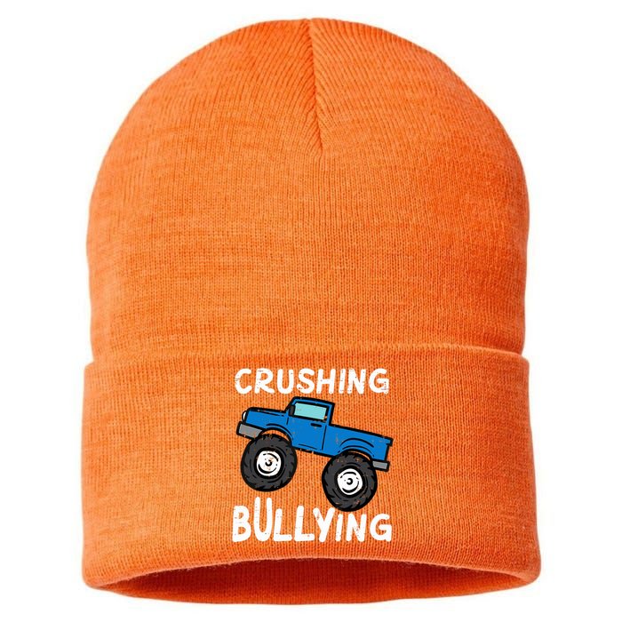 Crushing Bullying Monster Truck Kids Unity Day Orange Sustainable Knit Beanie