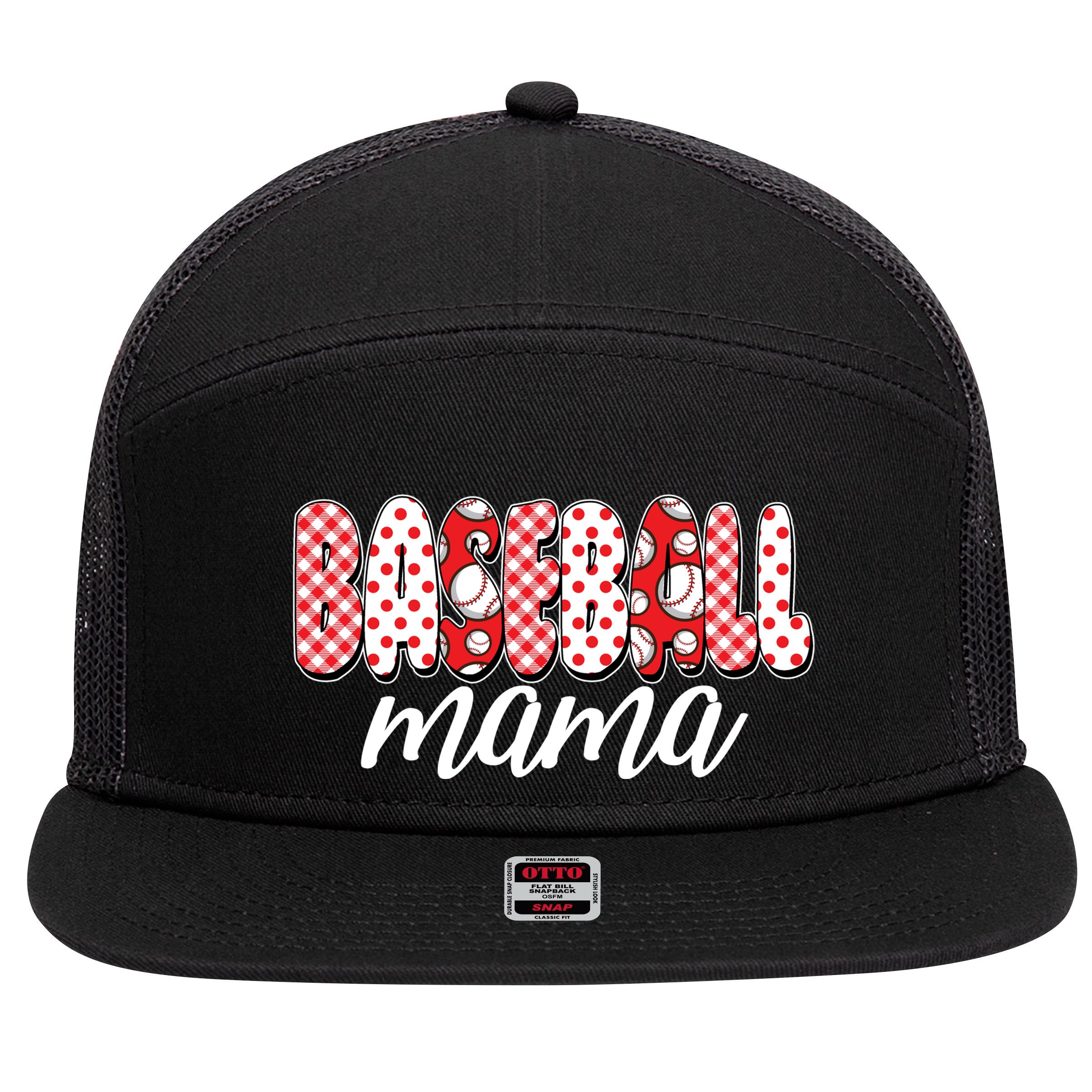 Cute Baseball Mama 7 Panel Mesh Trucker Snapback Hat