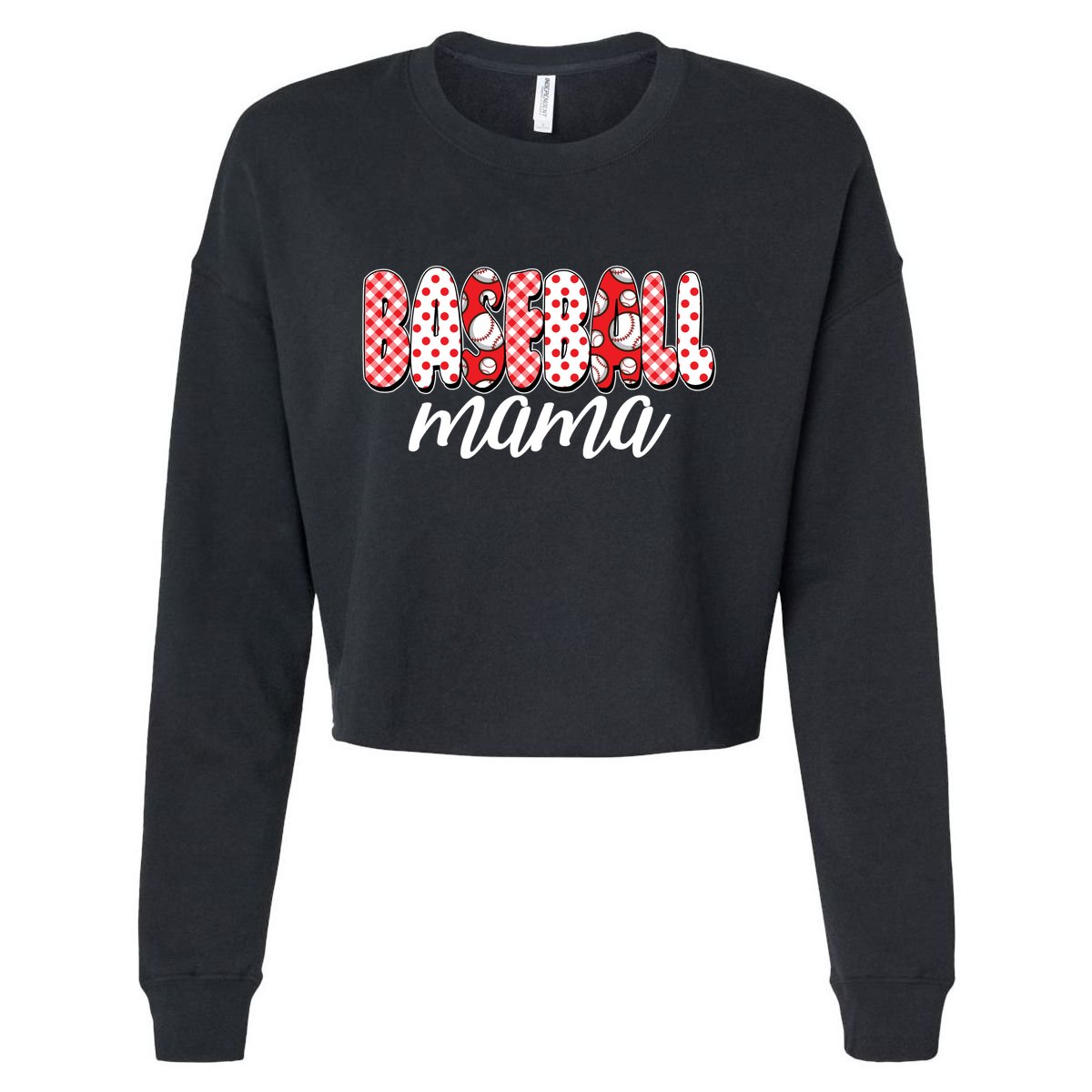 Cute Baseball Mama Cropped Pullover Crew