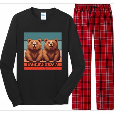 Charming Bears Mama And Papa Warm Playful Family Together Gift Long Sleeve Pajama Set