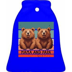 Charming Bears Mama And Papa Warm Playful Family Together Gift Ceramic Bell Ornament