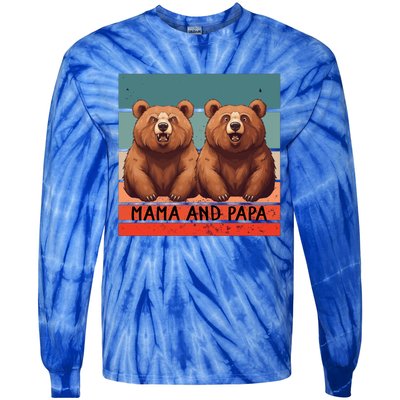 Charming Bears Mama And Papa Warm Playful Family Together Gift Tie-Dye Long Sleeve Shirt