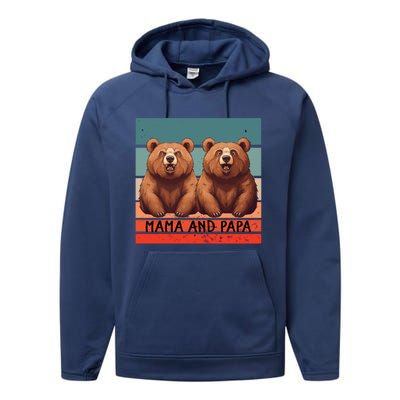 Charming Bears Mama And Papa Warm Playful Family Together Gift Performance Fleece Hoodie