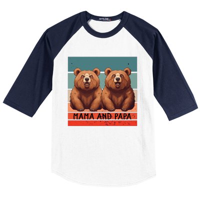 Charming Bears Mama And Papa Warm Playful Family Together Gift Baseball Sleeve Shirt