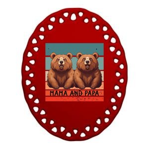 Charming Bears Mama And Papa Warm Playful Family Together Gift Ceramic Oval Ornament