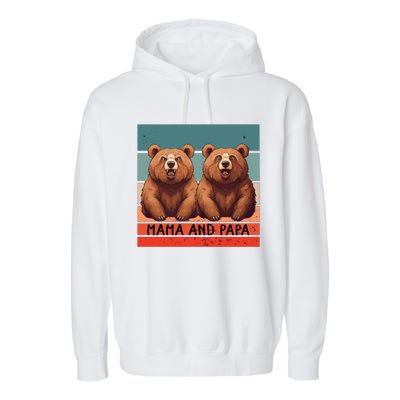 Charming Bears Mama And Papa Warm Playful Family Together Gift Garment-Dyed Fleece Hoodie