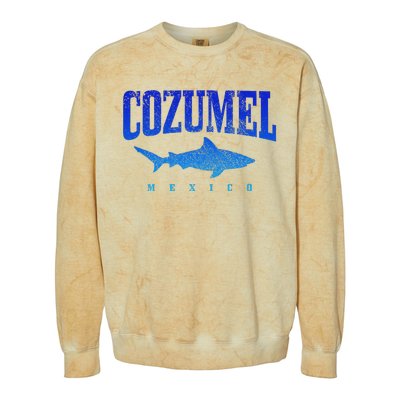 Cozumel Beach Mexico Scuba Diver Shark Diving Vintage Colorblast Crewneck Sweatshirt