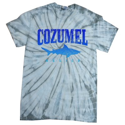 Cozumel Beach Mexico Scuba Diver Shark Diving Vintage Tie-Dye T-Shirt