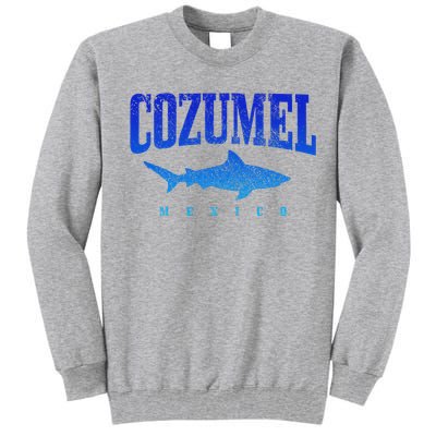 Cozumel Beach Mexico Scuba Diver Shark Diving Vintage Tall Sweatshirt