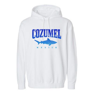 Cozumel Beach Mexico Scuba Diver Shark Diving Vintage Garment-Dyed Fleece Hoodie