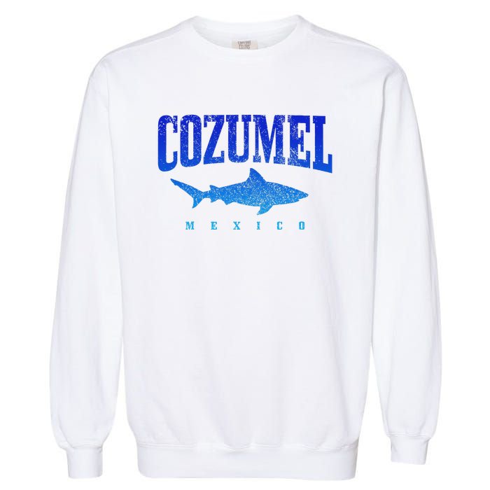 Cozumel Beach Mexico Scuba Diver Shark Diving Vintage Garment-Dyed Sweatshirt