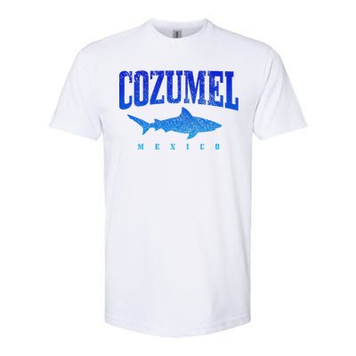 Cozumel Beach Mexico Scuba Diver Shark Diving Vintage Softstyle CVC T-Shirt