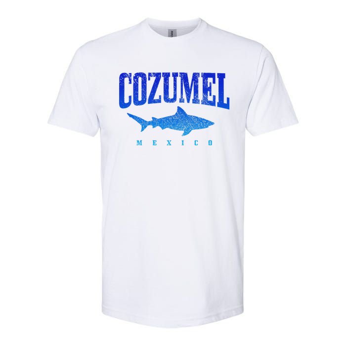 Cozumel Beach Mexico Scuba Diver Shark Diving Vintage Softstyle CVC T-Shirt