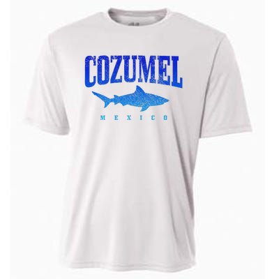 Cozumel Beach Mexico Scuba Diver Shark Diving Vintage Cooling Performance Crew T-Shirt