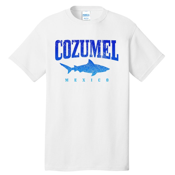 Cozumel Beach Mexico Scuba Diver Shark Diving Vintage Tall T-Shirt