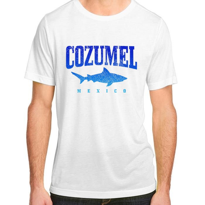 Cozumel Beach Mexico Scuba Diver Shark Diving Vintage Adult ChromaSoft Performance T-Shirt