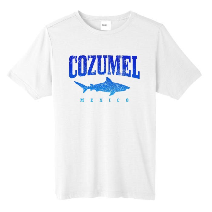 Cozumel Beach Mexico Scuba Diver Shark Diving Vintage Tall Fusion ChromaSoft Performance T-Shirt