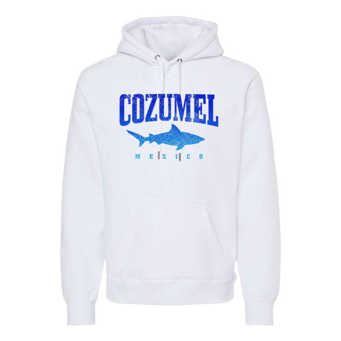 Cozumel Beach Mexico Scuba Diver Shark Diving Vintage Premium Hoodie