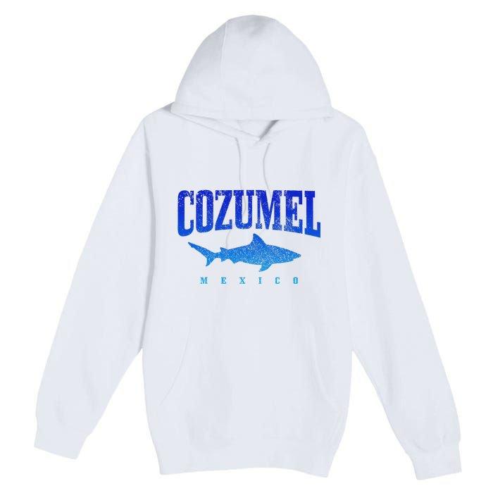 Cozumel Beach Mexico Scuba Diver Shark Diving Vintage Premium Pullover Hoodie