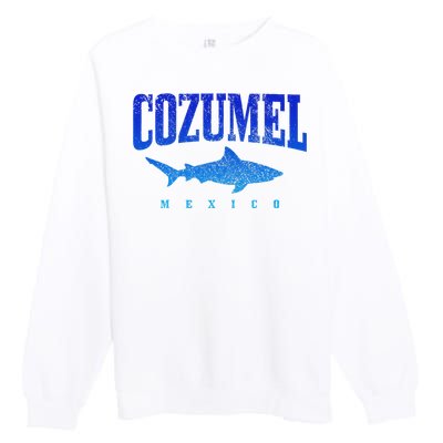 Cozumel Beach Mexico Scuba Diver Shark Diving Vintage Premium Crewneck Sweatshirt