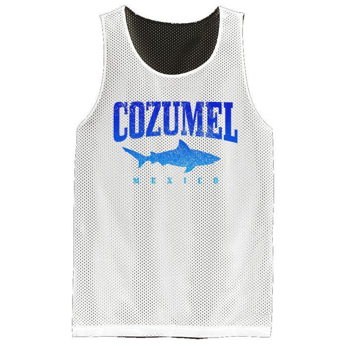 Cozumel Beach Mexico Scuba Diver Shark Diving Vintage Mesh Reversible Basketball Jersey Tank