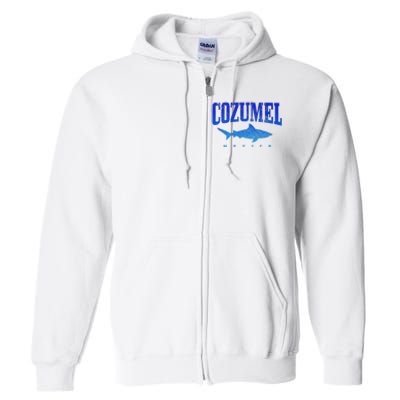 Cozumel Beach Mexico Scuba Diver Shark Diving Vintage Full Zip Hoodie