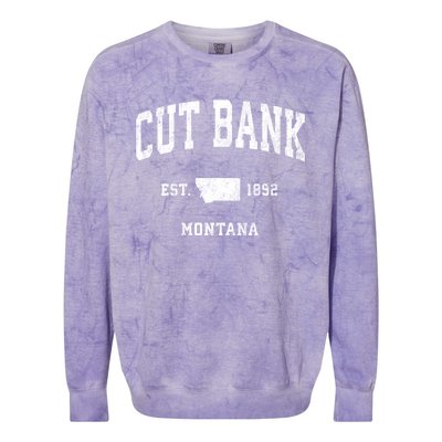 Cut Bank Montana Mt Vintage Athletic Sports Colorblast Crewneck Sweatshirt