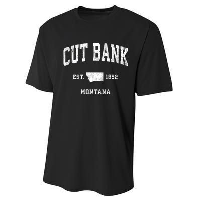 Cut Bank Montana Mt Vintage Athletic Sports Performance Sprint T-Shirt