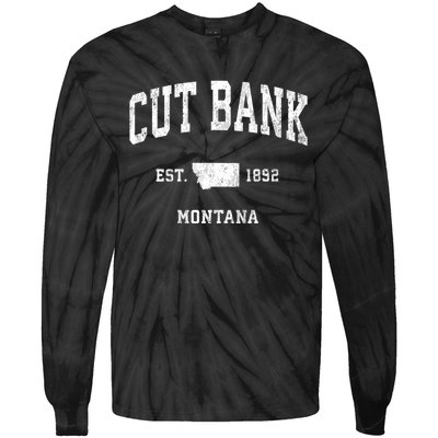 Cut Bank Montana Mt Vintage Athletic Sports Tie-Dye Long Sleeve Shirt