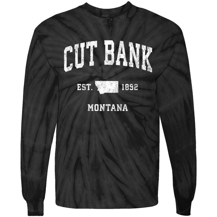 Cut Bank Montana Mt Vintage Athletic Sports Tie-Dye Long Sleeve Shirt