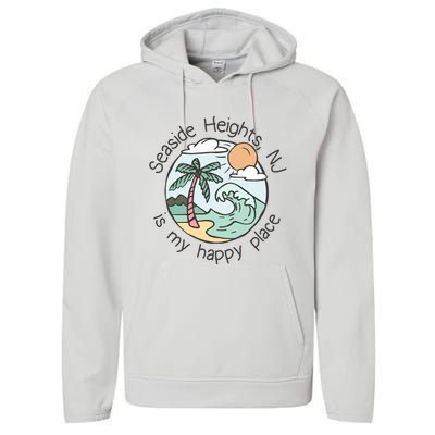 Cute Beach Motiv My Happy Place Seaside Gift Performance Fleece Hoodie