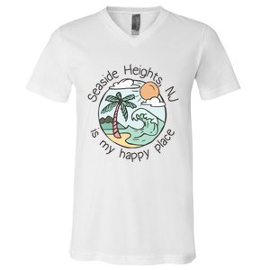 Cute Beach Motiv My Happy Place Seaside Gift V-Neck T-Shirt