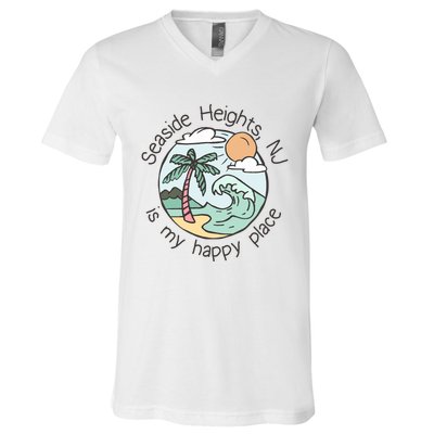 Cute Beach Motiv My Happy Place Seaside Gift V-Neck T-Shirt