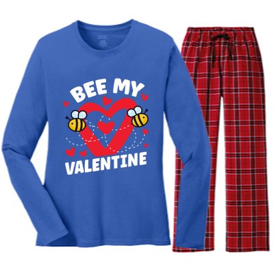 Cute Bee My Valentine's Day Beekeepers Gift Women's Long Sleeve Flannel Pajama Set 