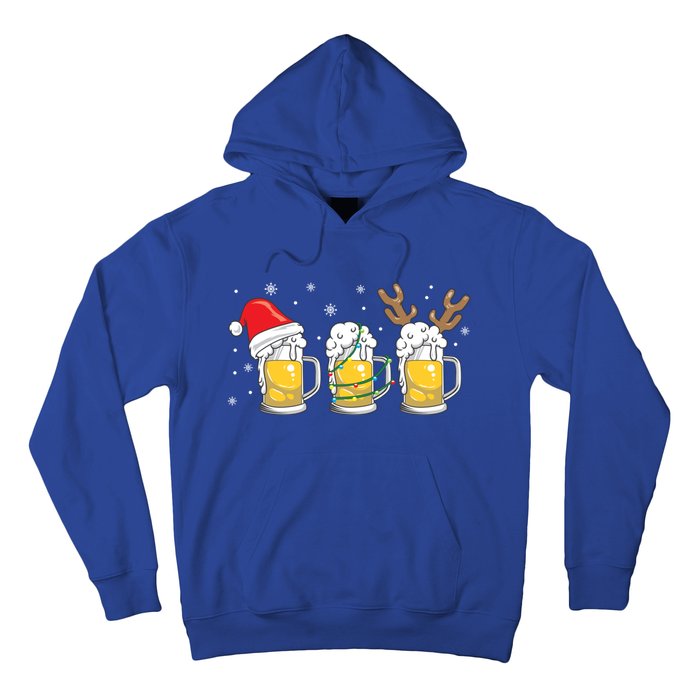 Christmas Beer Mugs Reinbeer Santa Hat Xmas Lights Costume Cool Gift Hoodie