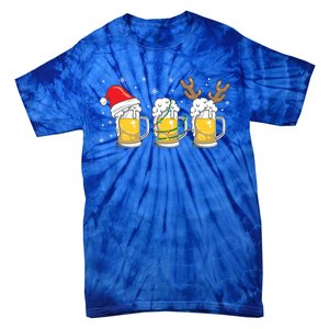 Christmas Beer Mugs Reinbeer Santa Hat Xmas Lights Costume Cool Gift Tie-Dye T-Shirt