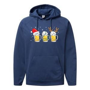 Christmas Beer Mugs Reinbeer Santa Hat Xmas Lights Costume Cool Gift Performance Fleece Hoodie