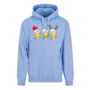 Christmas Beer Mugs Reinbeer Santa Hat Xmas Lights Costume Cool Gift Unisex Surf Hoodie