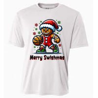 Christmas Basketball Merry Swishmas Funny Gingerbread Man Cooling Performance Crew T-Shirt