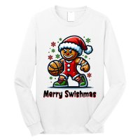 Christmas Basketball Merry Swishmas Funny Gingerbread Man Long Sleeve Shirt