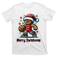 Christmas Basketball Merry Swishmas Funny Gingerbread Man T-Shirt