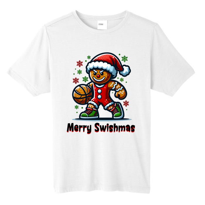 Christmas Basketball Merry Swishmas Funny Gingerbread Man Tall Fusion ChromaSoft Performance T-Shirt