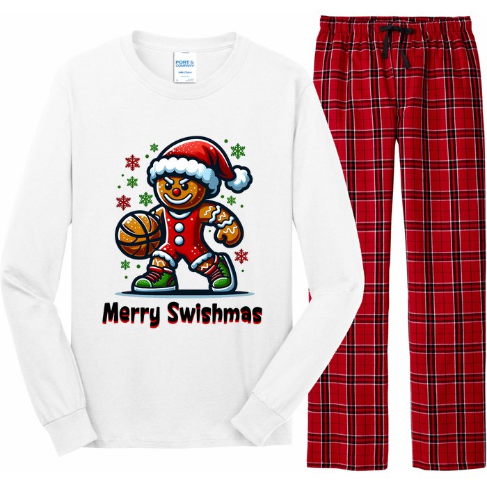 Christmas Basketball Merry Swishmas Funny Gingerbread Man Long Sleeve Pajama Set