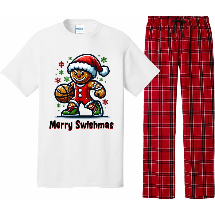 Christmas Basketball Merry Swishmas Funny Gingerbread Man Pajama Set